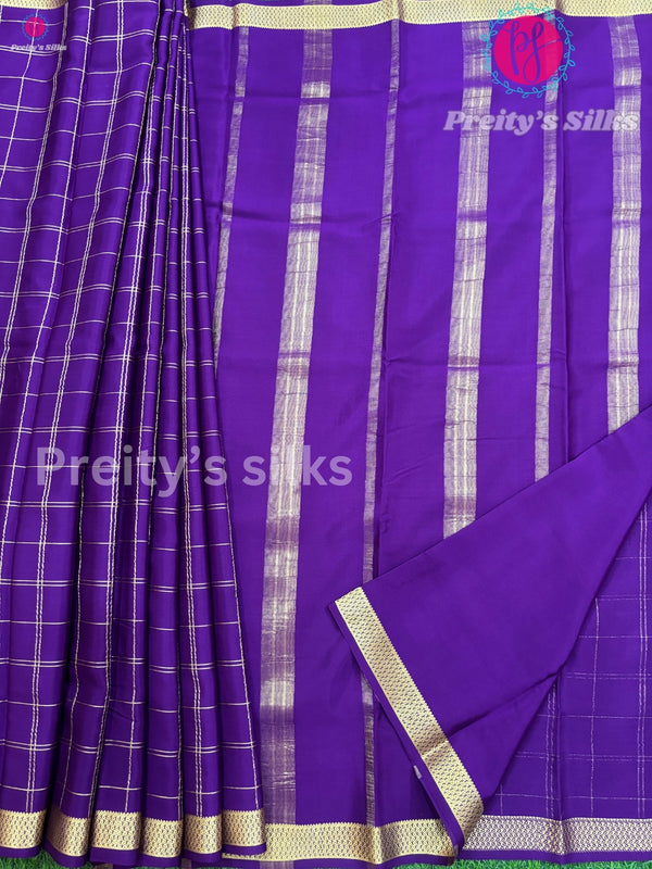 Pure Mysore Crepe Silk Saree - Purple- PF34779