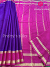 Pure Mysore Crepe Silk Saree -Purple With Pink - PF39258