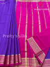 Pure Mysore Crepe Silk Saree - Purple with Pink - PF43469