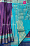 Pure Mysore Crepe Silk Saree-PY58811-Purple with Sky Blue and Navy Blue