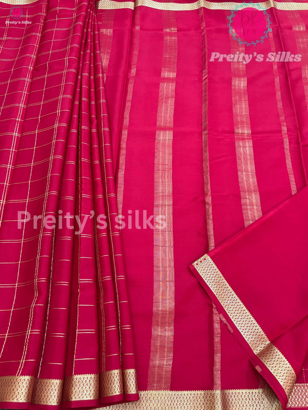 Pure Mysore Crepe Silk Saree - Red - PF34774