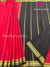 Pure Mysore Crepe Silk Saree -Red with Black- PF37758