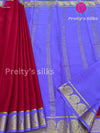 Pure Mysore Crepe Silk Saree -Red with Lavender - PF38140