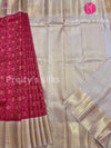 Pure handloom Kanjeevaram Silk Saree -Red with Cream- PF09049
