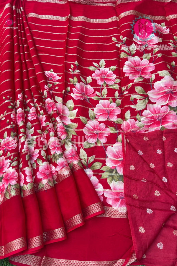 Semi Silk Saree- Red-PF57587