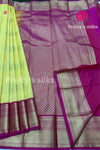 Semi Kanchipuram Silk Saree -Light Yellow with Pink -PF53738