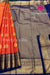 Semi Kanchipuram Silk Saree -Orange with Navy Blue-PF53736
