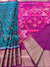Semi Pochampally soft silk- Peacock Blue with Magenta pink - PF42882