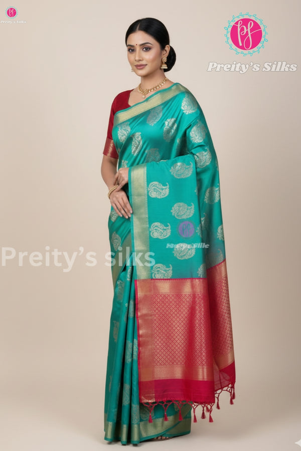 Half Pure Knachipuram Soft Silk Saree