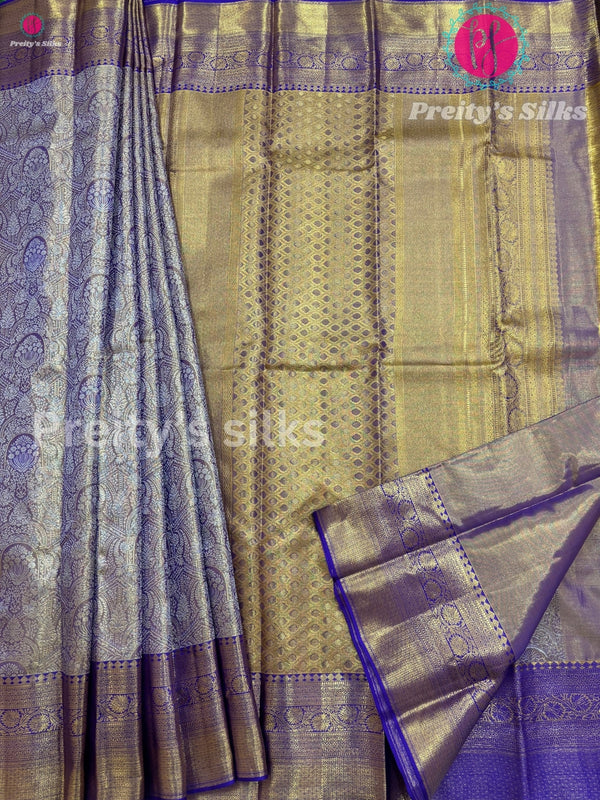 Pure Tissue Kanjeevaram Silk Saree -Lavender - PF21724