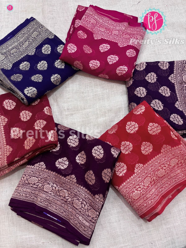 Pure Khaddi Banarasi Georgette Silk Saree
