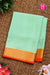 Pure Mysore Crepe Silk Saree -Sea Green with Orange-PF79503