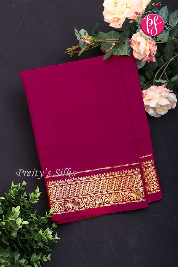 Pure Mysore Crepe Silk Saree -Mejentapink-PA01337