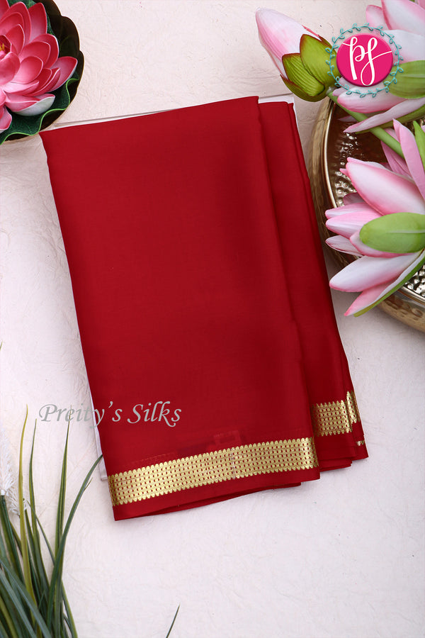 Pure Mysore Crepe Silk Saree -Red-PA03063