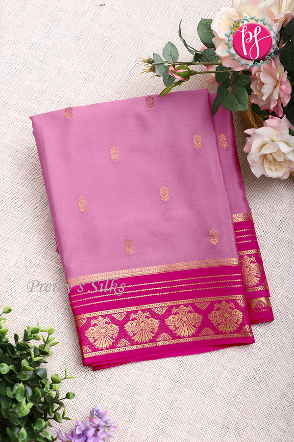 Pure Mysore Crepe Silk Saree -Onion pink And Mejentapink-PF86184