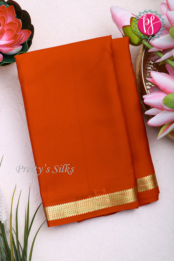 Pure Mysore Crepe Silk Saree -Orange-PA03063