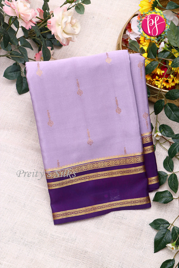 Pure Mysore Crepe Silk Saree With Bentex Border-PF80270