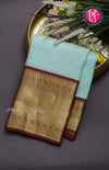 Pure Kanchipuram Silk Saree -Light Blue And Marron-PF63071