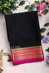 Pure Mysore Crepe Silk Saree -Black And Pink-PF82885
