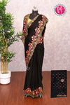 Semi Chiffon Silk Saree -Floral Border-PF71443