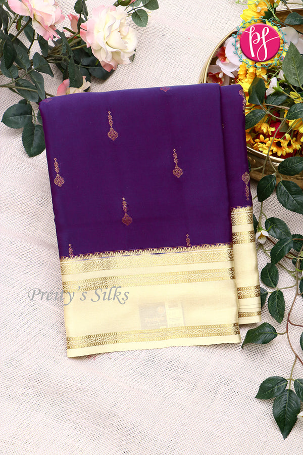 Pure Mysore Crepe Silk Saree With Bentex Border-PF80267