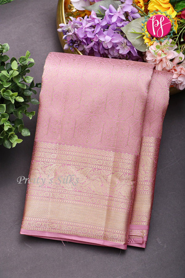 Pure Kanchipuram Silk Saree-Lightpink-PF04482