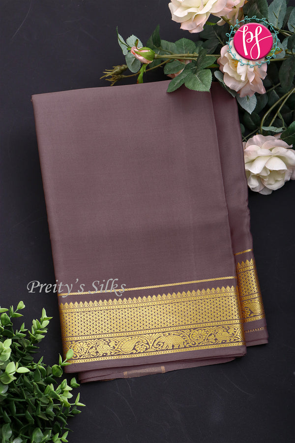 Pure Mysore Crepe Silk Saree -Dark mauve-PA01330