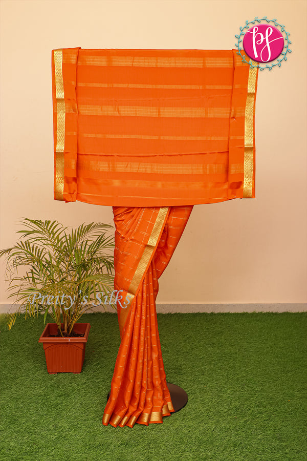 Pure Mysore Crepe Silk Saree All over CHECKS