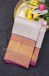 Pure Kanchipuram Silk Saree-Cream And Lavender-PF55516
