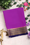 Pure Mysore Crepe Silk Saree -Purple And Navyblue-PF82892