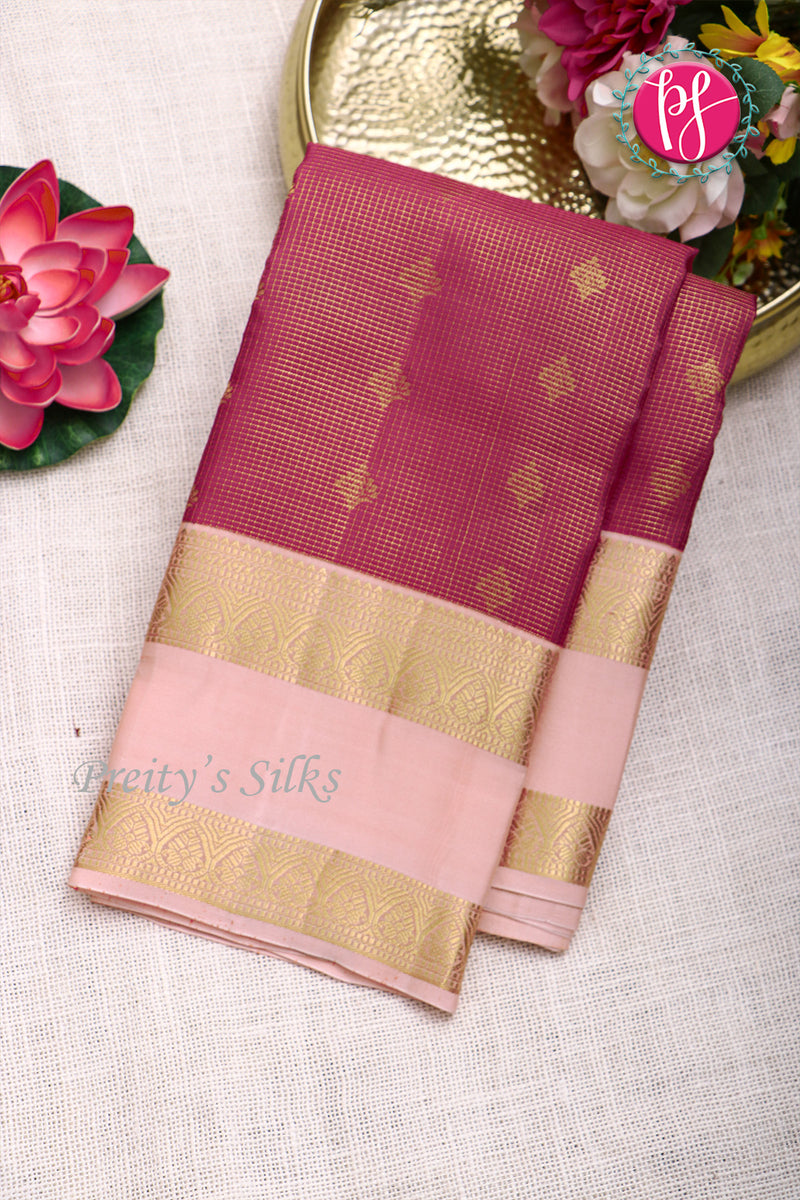 Pure Kanchipuram Silk Saree-Darkpink And Lightpink-PF81343
