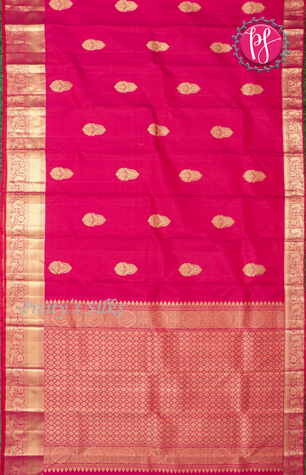 Pure Kanchipuram Silk Saree-Rani Pink - PF64173
