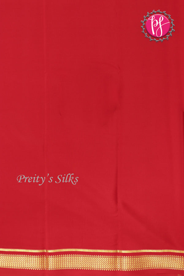 Pure Mysore Crepe Silk Saree -Bottle green And Red-PA10650
