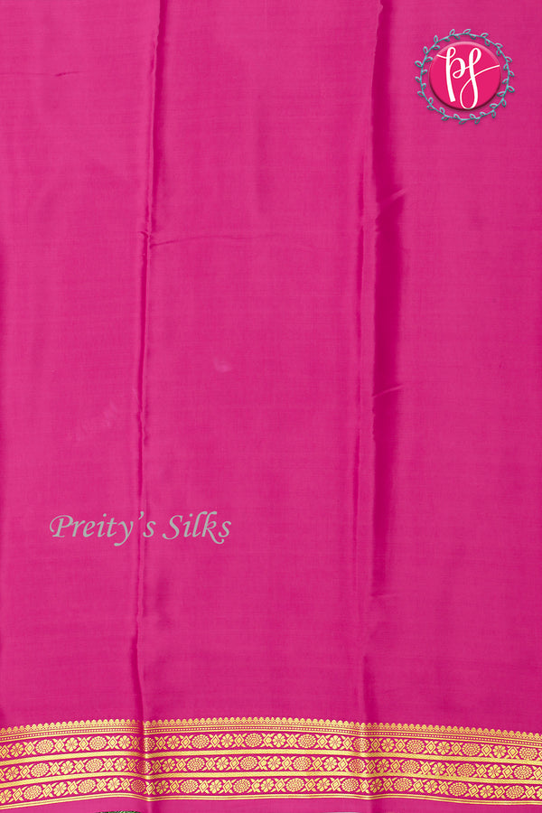 Pure Mysore Crepe Silk Saree -Black And Pink-PF82885