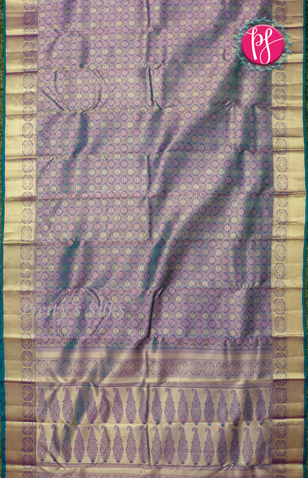 Pure KanchipuramBrocade Silk Saree- Peacockblue-PF58662