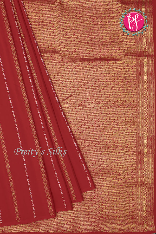 Pure Mysore Crepe Silk Saree Borderless -PF79582