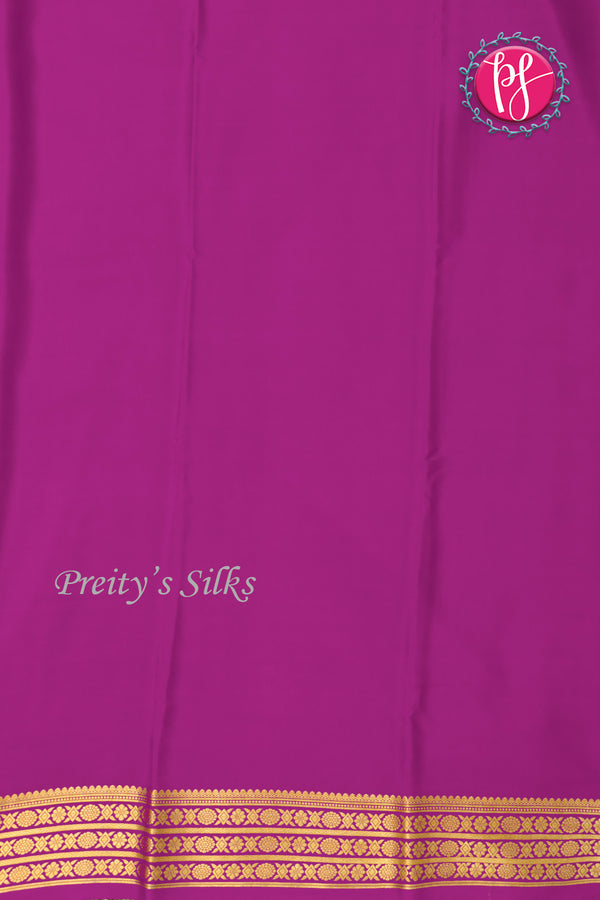 Pure Mysore Crepe Silk Saree -Olive Green And Mejentapink-PF82890