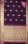 Pure Kanchipuram Silk Saree-Deep Purple with Magenta Pink -PF64175