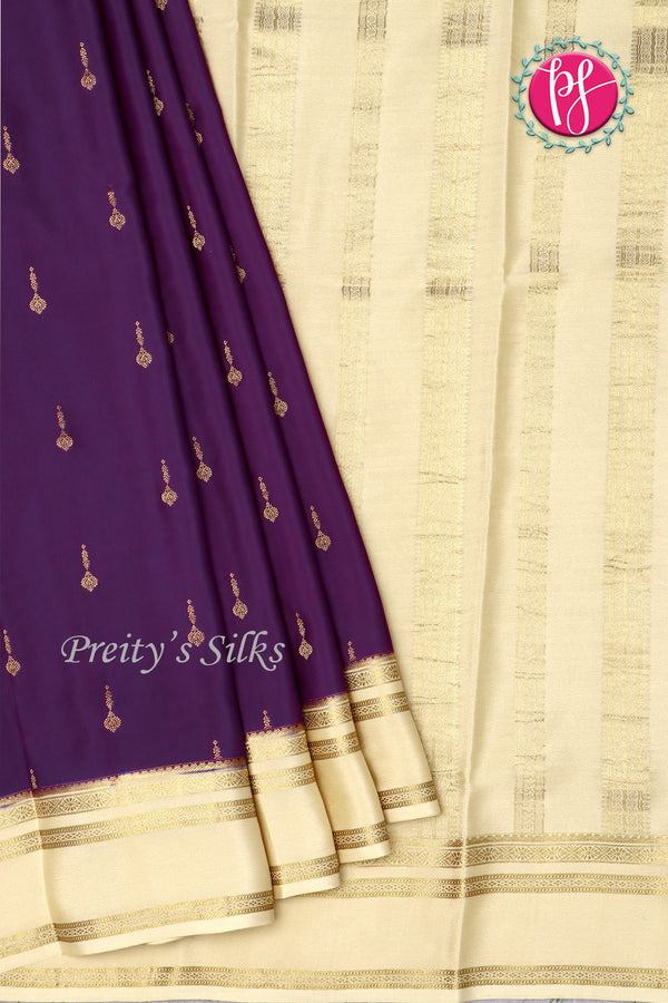 Pure Mysore Crepe Silk Saree With Bentex Border-PF80267
