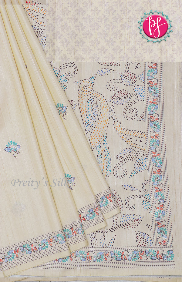 Semi Tussar With Madhubani Print-PF63517