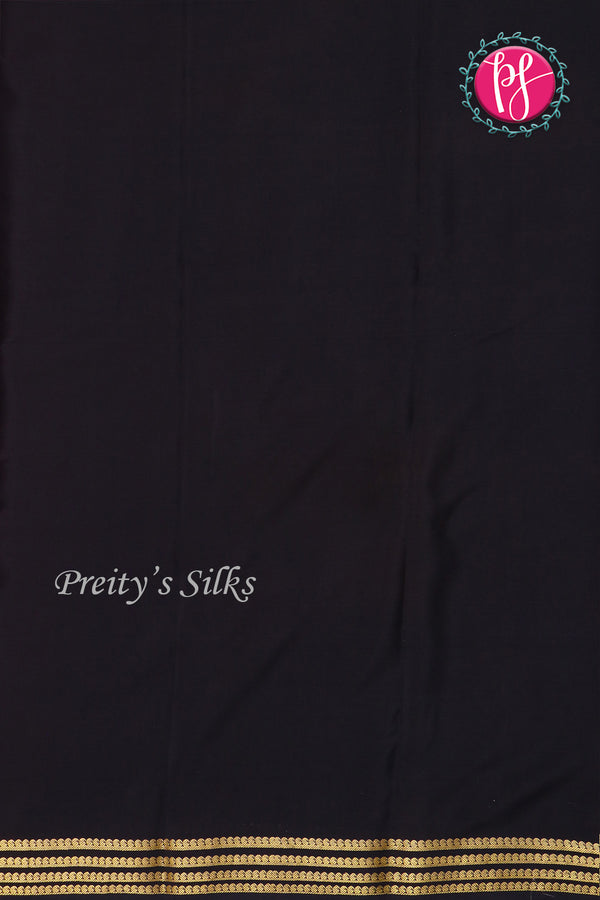 Pure Mysore Crepe Silk Saree-BabyPink And Black-PF79538