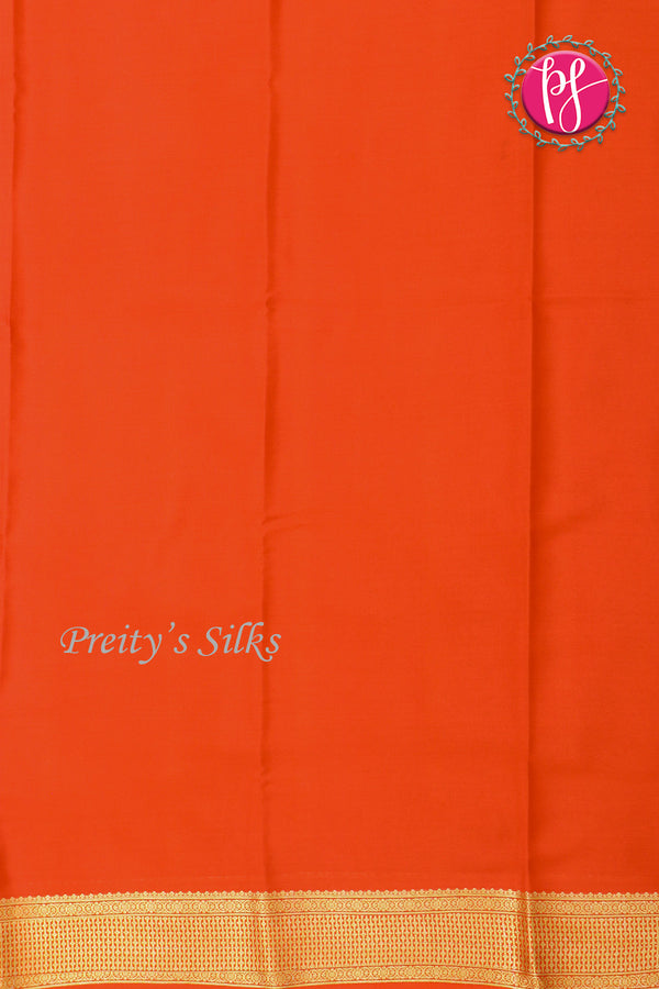 Pure Mysore Crepe Silk Saree-Neon Limegreen And Reddish-orange-PF82729