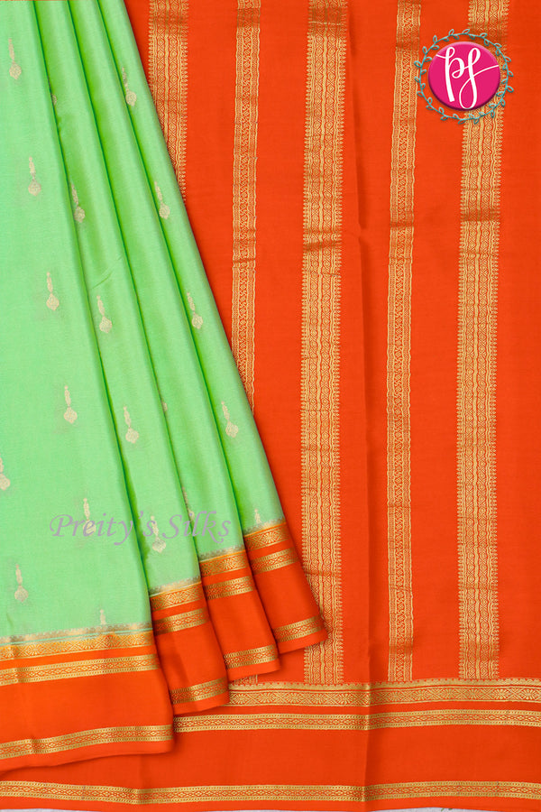 Pure Mysore Crepe Silk Saree With Bentex Border-PF80271