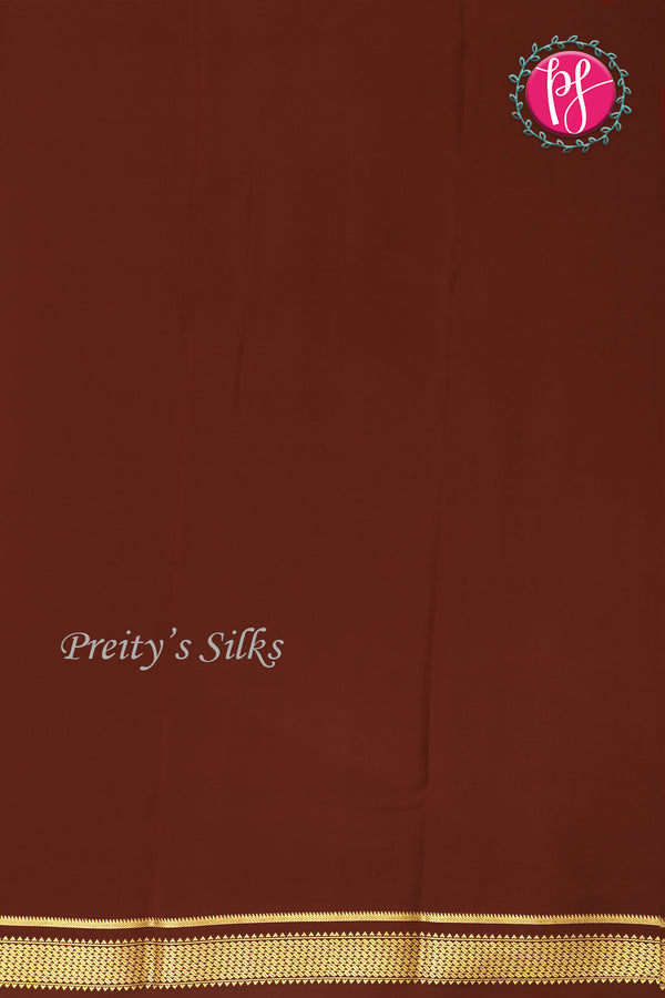 Pure Mysore Crepe Silk Saree -Rustorange And Brown-PA10650