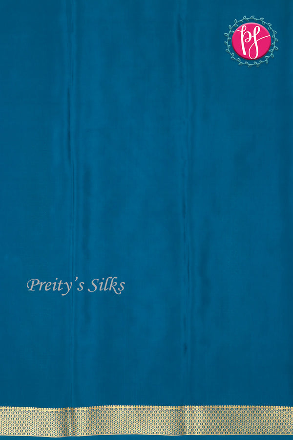 Pure Mysore Crepe Silk Saree -Pecock Blue-PF79471