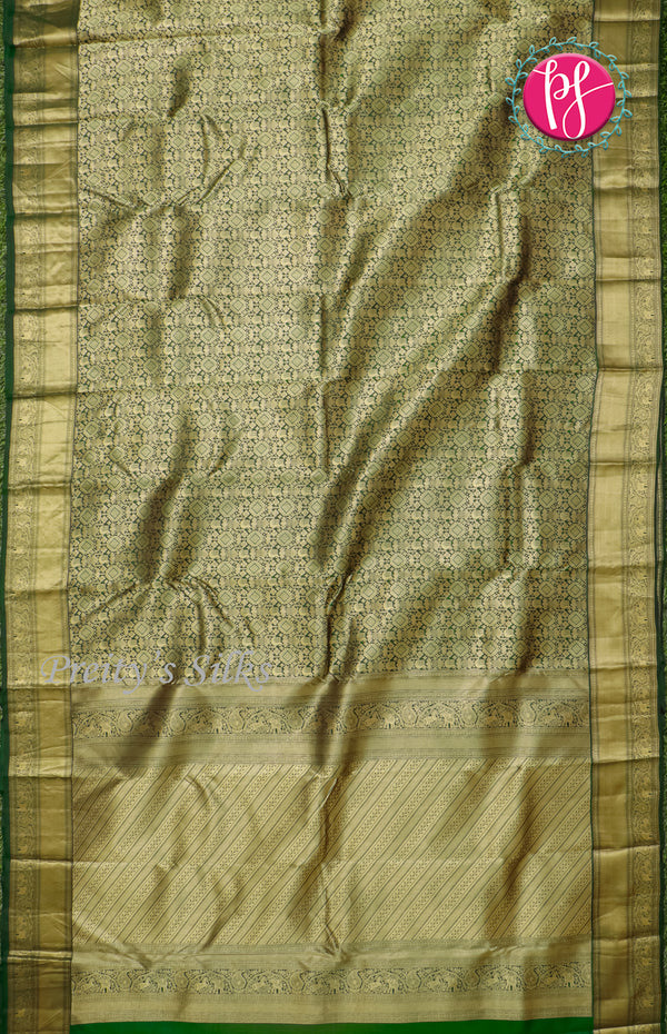 Pure Kanchipuram Brocade Silk Saree-Green-PF55431