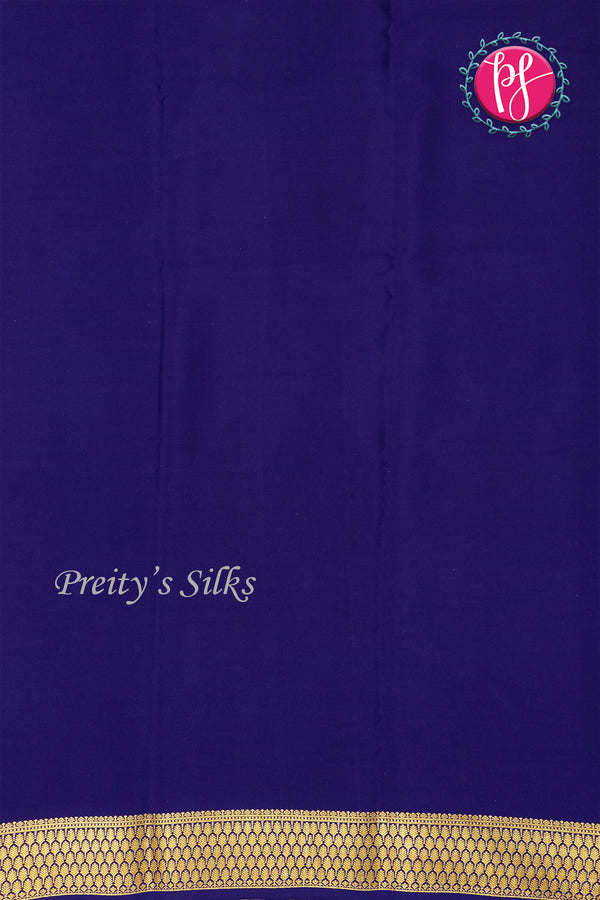 Pure Mysore Crepe Silk Saree -Mustard Yellow with Navy Blue-PF79506