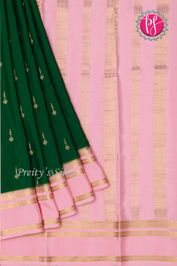 Pure Mysore Crepe Silk Saree With Bentex Border-PF80269