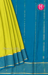 Pure Mysore Crepe Silk Saree With Line Border-Olivegreen and Peacockblue-PF39183