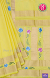 Semi Silk Saree With Authentic Hand Painted Floral Motifs
